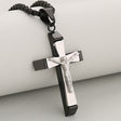 Titanium Steel Two-Tone Crucifix Necklace with Black Chain