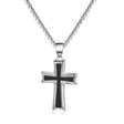 Titanium Steel Cross Necklace with Black Inner Cross
