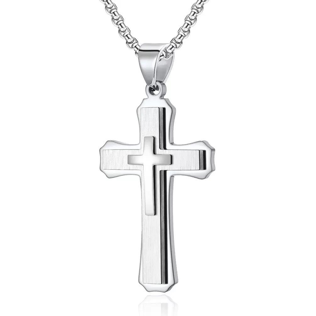 Titanium Steel Geometric Cross Necklace