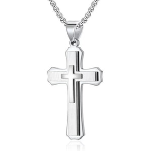 Titanium Steel Geometric Cross Necklace