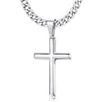 Polished Stainless Steel Cross Necklace with Cuban Chain