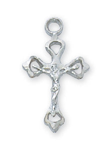 Petite Rhodium Plated Crucifix Necklace