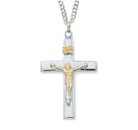 Raised Crucifix Medal Two Tone for Women