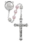 Rhodium Plated Pink and White Rosary