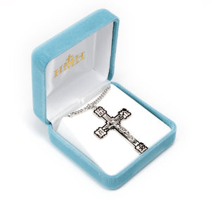 Alpha and Omega Enameled Medal Necklace, Sterling Silver