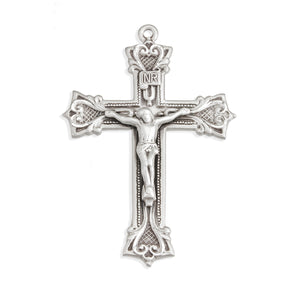 Gothic Scroll Crucifix Necklace, Sterling Silver