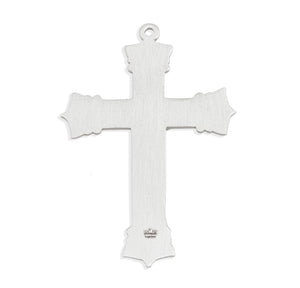 Gothic Scroll Crucifix Necklace, Sterling Silver