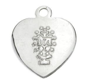 Enameled Pink Heart Miraculous Medal Necklace, Sterling Silver