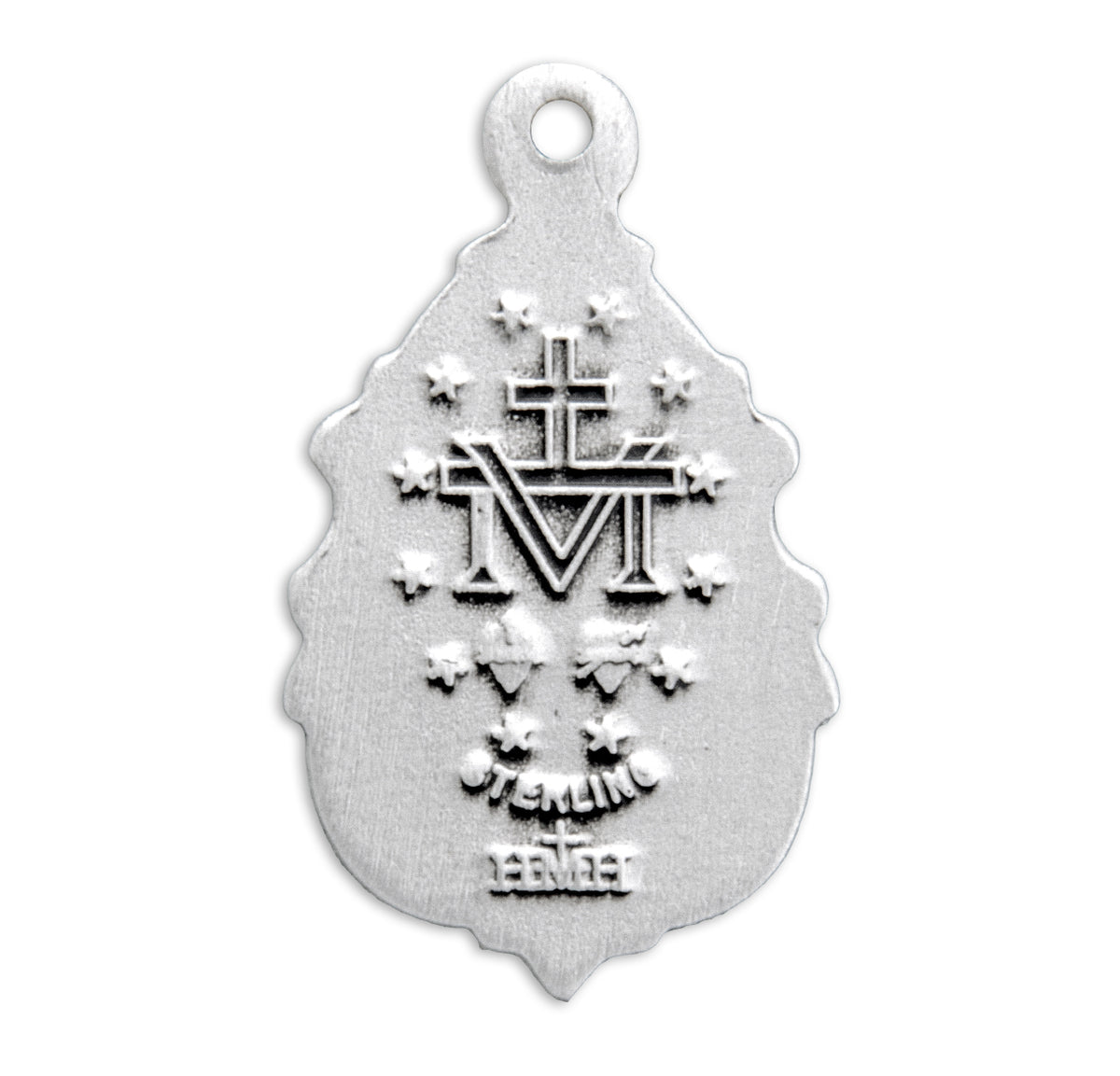 Teardrop Fancy Baroque Miraculous Medal Necklace, Sterling Silver