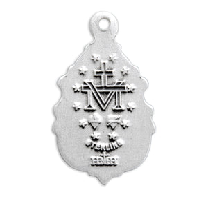 Teardrop Fancy Baroque Miraculous Medal Necklace, Sterling Silver