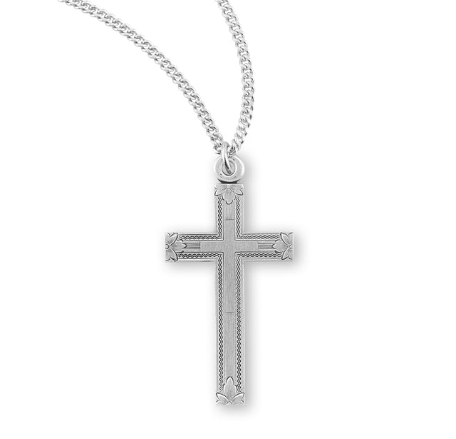 Engraved in Cross Necklace, Sterling Silver