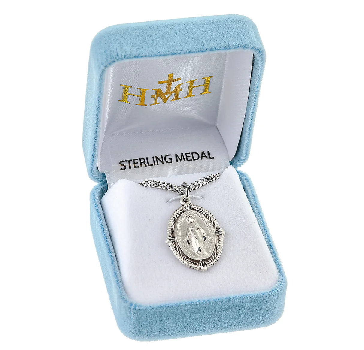 Sterling Silver Miraculous Medal Victorian Cameo Necklace