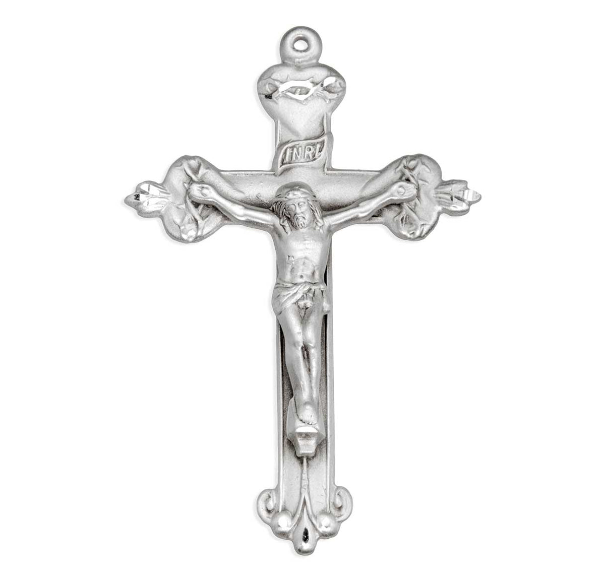 Sacred Hearts Crucifix Necklace, Sterling Silver