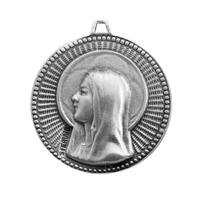 Christ in Agony Round Medal Necklace, Sterling Silver