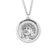 Christ in Agony Round Medal Necklace, Sterling Silver