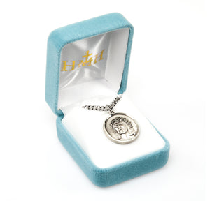 Christ in Agony Round Medal Necklace, Sterling Silver