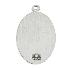 Large Divine Mercy Oval Medal Necklace, Sterling Silver
