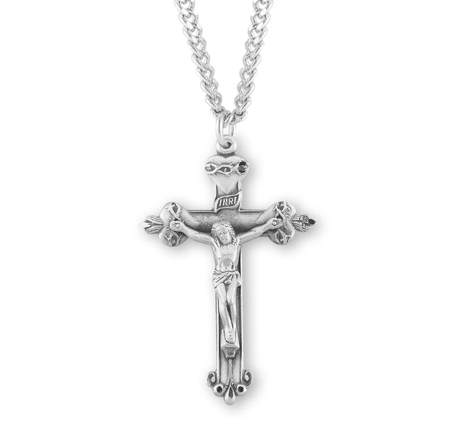 Sacred Hearts Crucifix Necklace, Sterling Silver