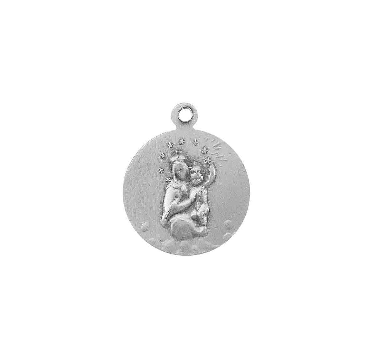 Petite Scapular Sacred Heart of Jesus Medal Necklace, Sterling Silver