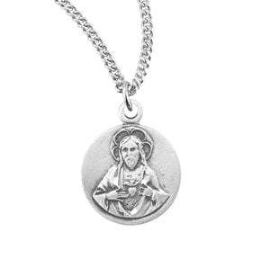 Petite Scapular Sacred Heart of Jesus Medal Necklace, Sterling Silver