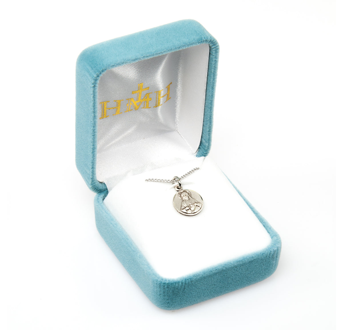 Petite Scapular Sacred Heart of Jesus Medal Necklace, Sterling Silver