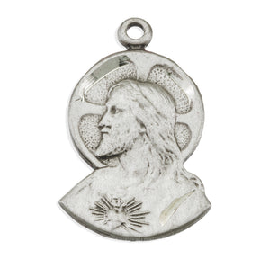 Scapular Sacred Heart of Jesus Profile Medal Necklace, Sterling Silver