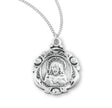 Heavy Small Sacred Heart of Jesus Scapular Medal Necklace, Sterling Silver