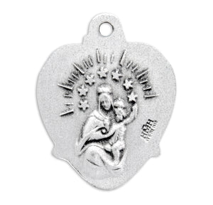 Heart-Shaped Wreath Sacred Heart of Jesus Scapular Medal Necklace, Sterling Silver