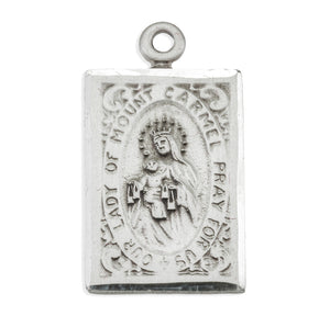 Our Lady of Mount Carmel Scapular Medal Necklace, Sterling Silver
