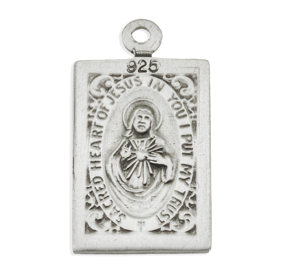 Our Lady of Mount Carmel Scapular Medal Necklace, Sterling Silver