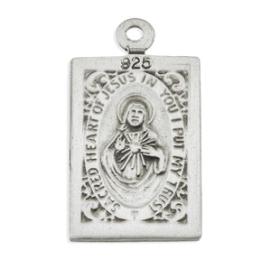 Our Lady of Mount Carmel Scapular Medal Necklace, Sterling Silver