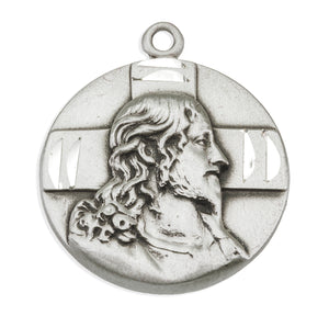 Profile of Jesus Medal Necklace, Sterling Silver