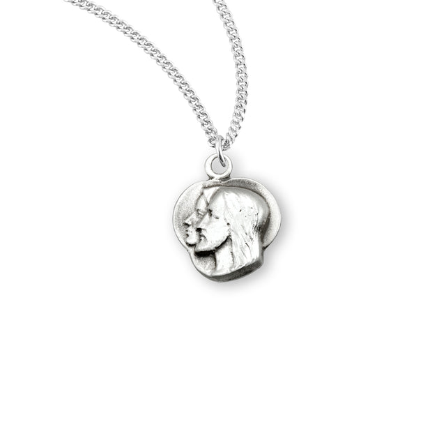 Jesus Through Mary Medal Necklace, Sterling Silver