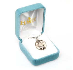 Saint Juan Round Medal Necklace, Sterling Silver