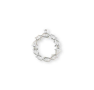 Crown of Thorns Medal Necklace, Sterling Silver