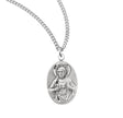 Classic Oval Sacred Heart of Jesus Scapular Medal Necklace, Sterling Silver