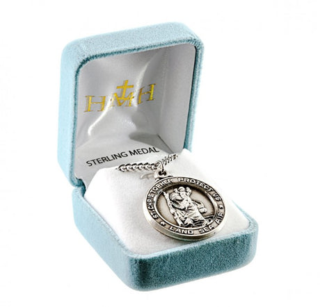 St. Christopher LAND AIR SEA Medal Necklace for Men