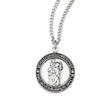 Classic Lettered Saint Christopher Round Medal Necklace, Sterling Silver