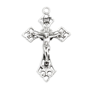 Pierced Crucifix Necklace with Angled Tips, Sterling Silver