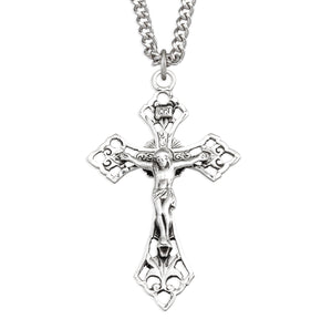 Pierced Crucifix Necklace with Angled Tips, Sterling Silver
