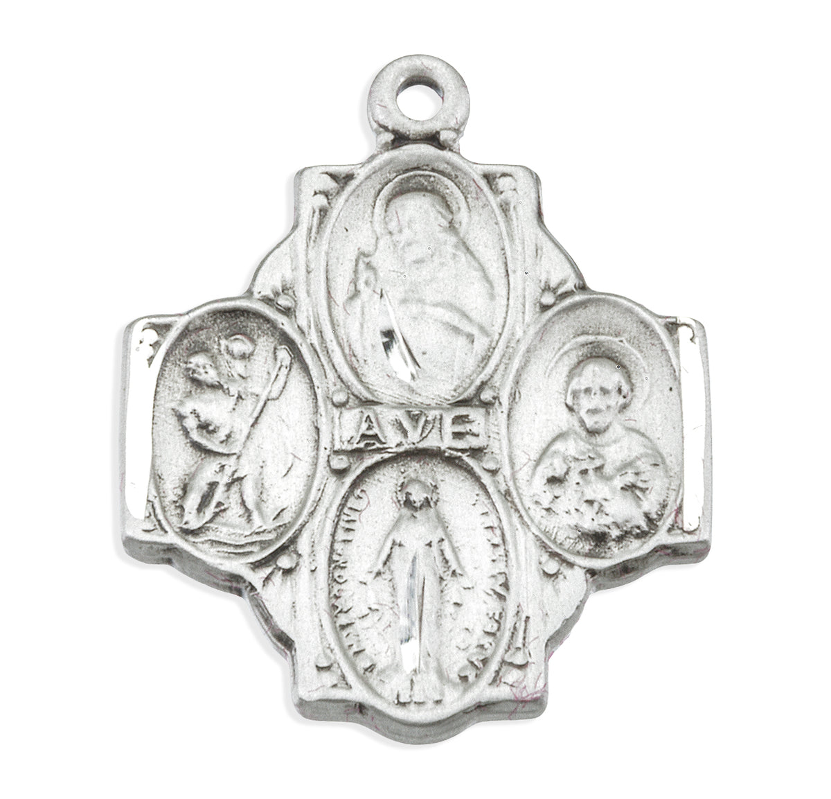 Heavy Medium Four-Way Medal Necklace, Sterling Silver