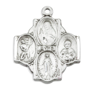 Heavy Medium Four-Way Medal Necklace, Sterling Silver