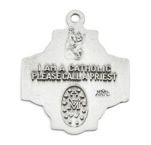 Heavy Medium Four-Way Medal Necklace, Sterling Silver