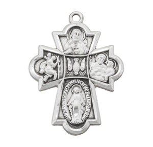Fleur Tip Four-Way Medal Necklace, Sterling Silver