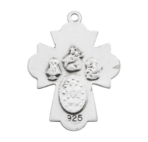 Fleur Tip Four-Way Medal Necklace, Sterling Silver