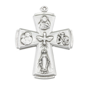 Extra Large Four-Way Medal Necklace, Sterling Silver