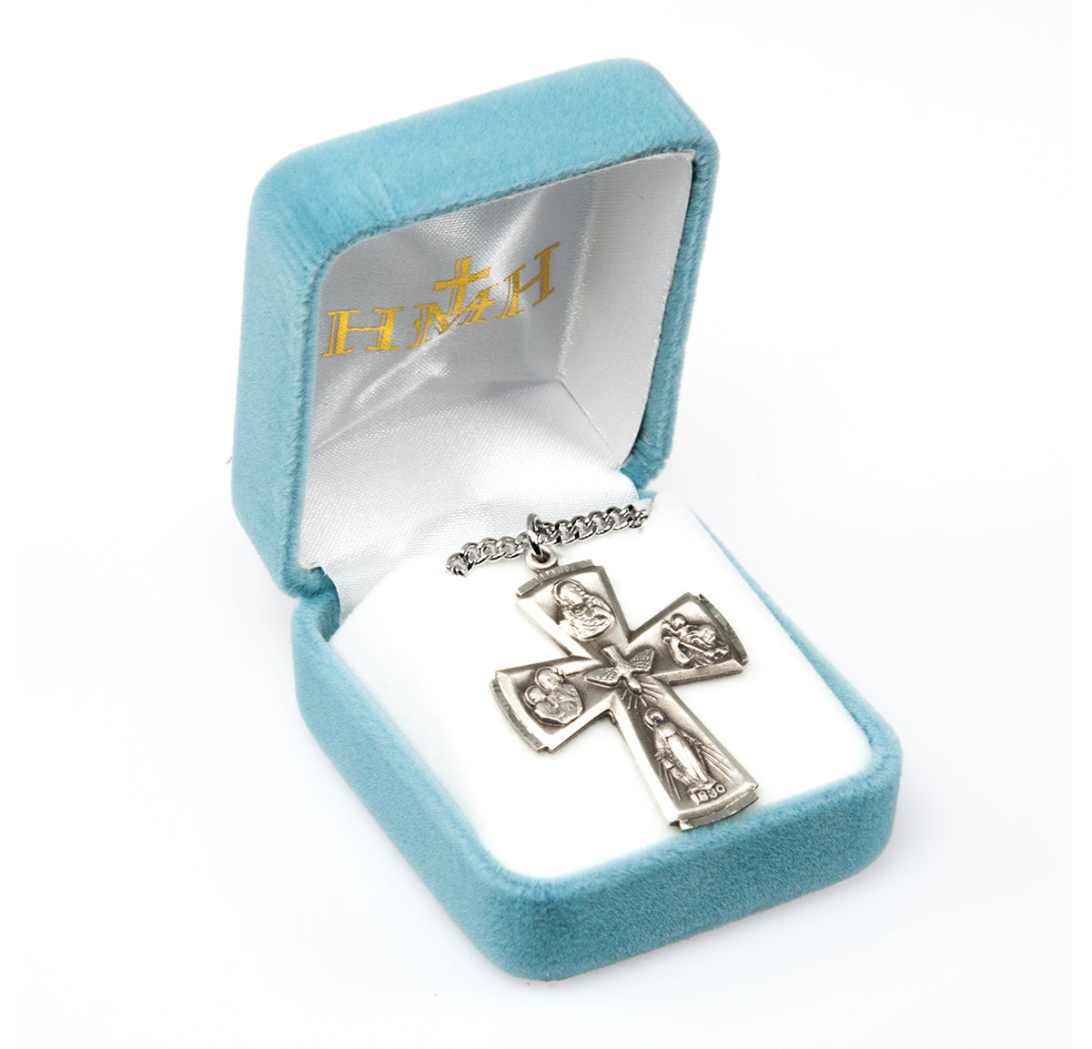 Extra Large Four-Way Medal Necklace, Sterling Silver