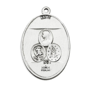Oval Patriotic Land Air Sea Three-Way Pendant – Sterling Silver