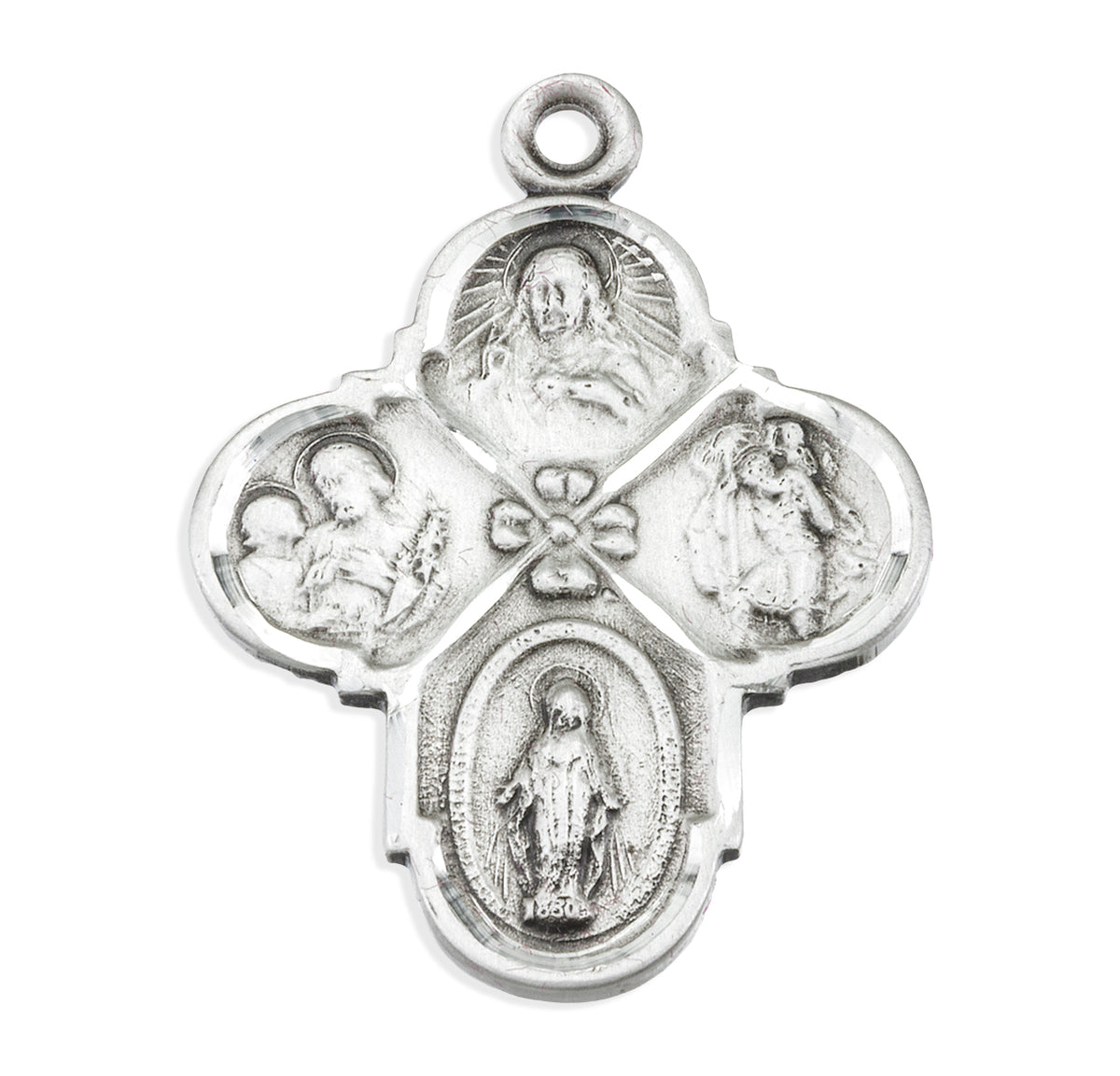 Quatrefoil Four-Way Medal Necklace, Sterling Silver