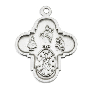 Quatrefoil Four-Way Medal Necklace, Sterling Silver